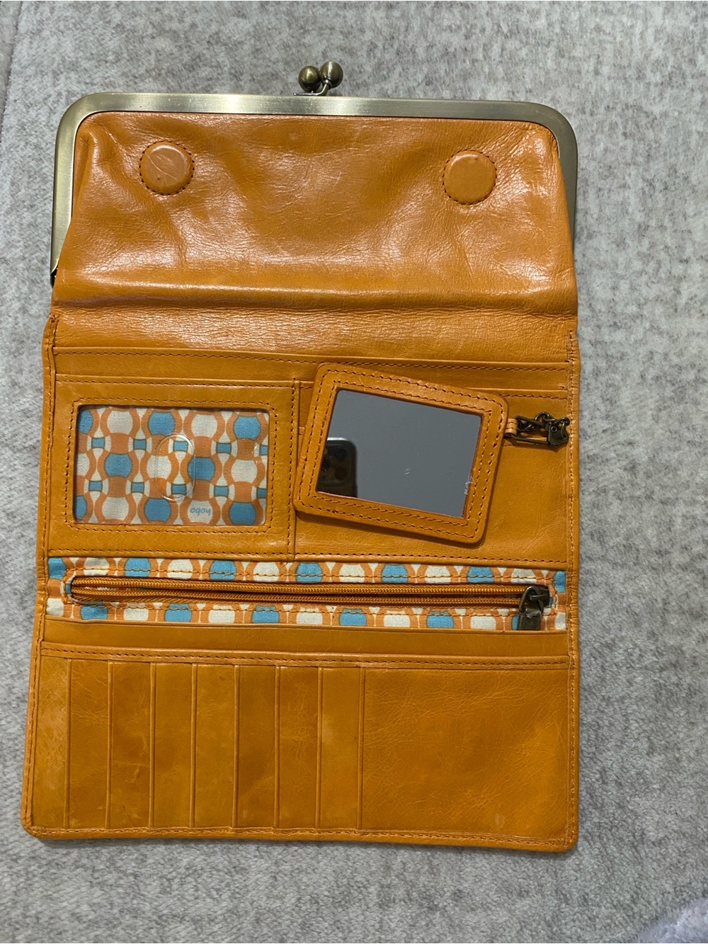 HOBO The Original Orange Leather Framed Wallet